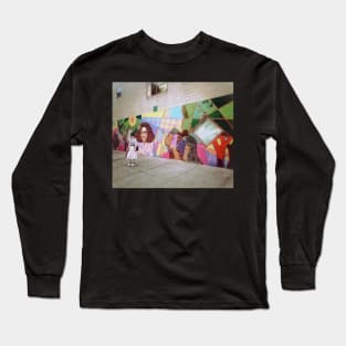 Chinese Girl & the Street Art, NYC Long Sleeve T-Shirt